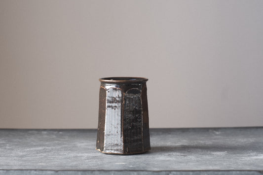 Brown Faceted Pot