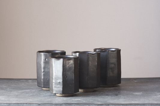 Black Faceted Yunomi